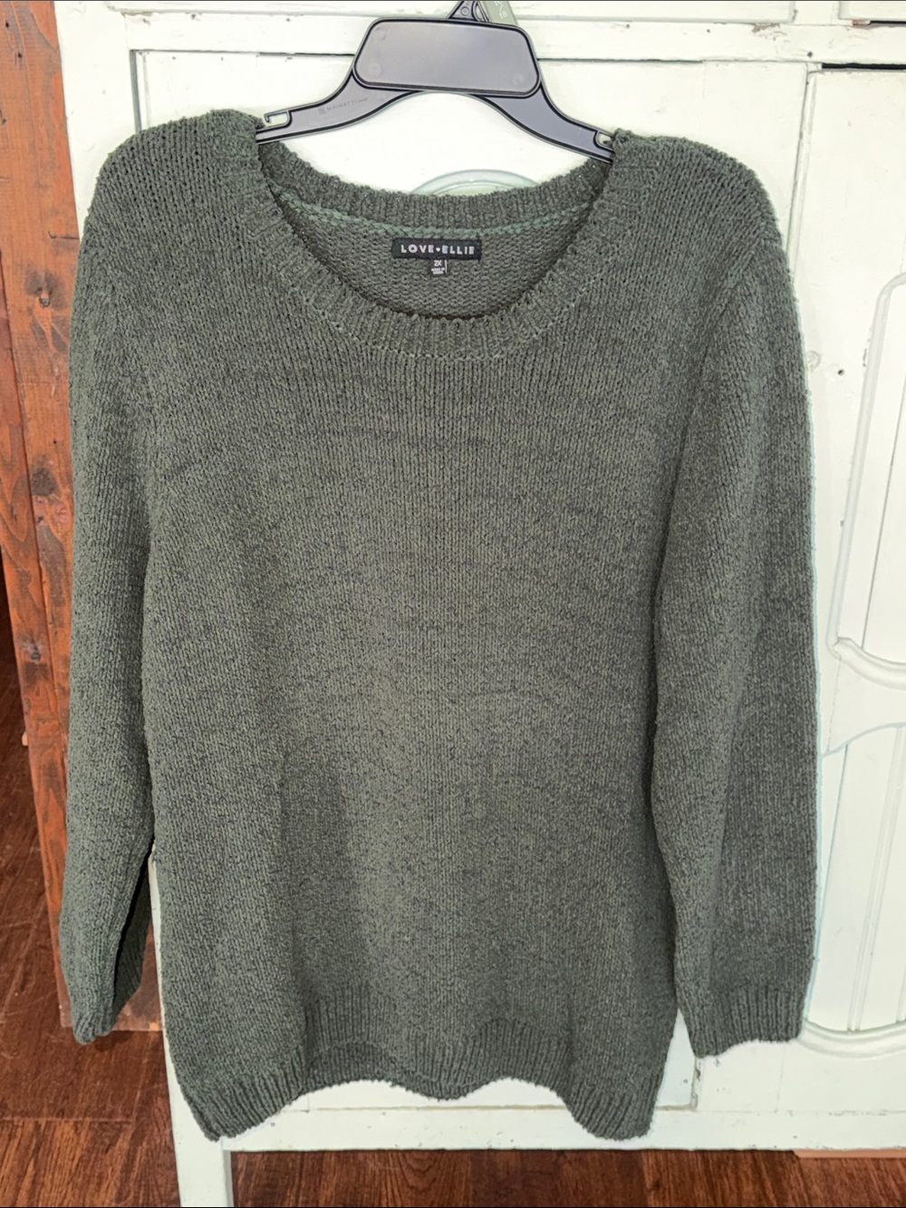 Boutique Love Ellie Olive Crewneck Sweater - Relaxed Knit Pullover